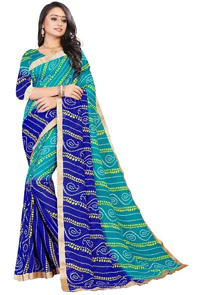 Spacekart Women's Bright Georgette Saree with Unstitched Blouse Piece