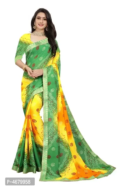 Green Embellished Poly Georgette Saree with Blouse piece