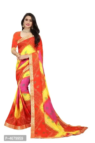 Orange Embellished Poly Georgette Saree with Blouse piece