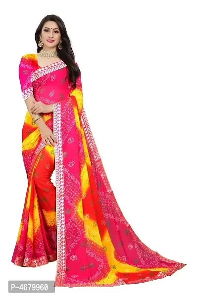 Pink Embellished Poly Georgette Saree with Blouse piece