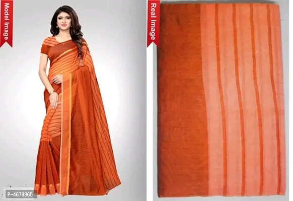 Orange Chanderi Cotton Woven Design Saree with Blouse piece-thumb0