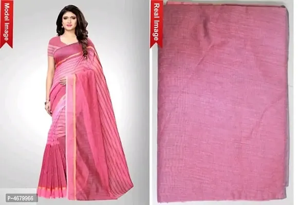 Pink Chanderi Cotton Woven Design Saree with Blouse piece-thumb0
