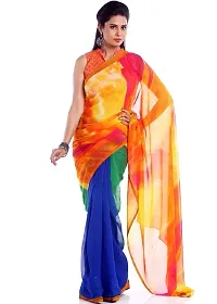 Alluring Multicoloured Georgette Printed Daily Wear Women Saree With Blouse Piece- Pack Of 2-thumb2