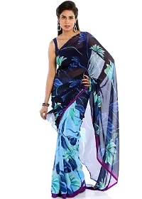 Alluring Multicoloured Georgette Printed Daily Wear Women Saree With Blouse Piece- Pack Of 2-thumb1