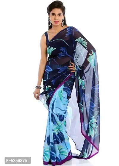 Alluring Multicoloured Georgette Printed Daily Wear Women Saree With Blouse Piece- Pack Of 2-thumb2