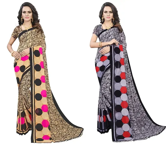 Pack Of 2 Georgette Printed Sarees with Blouse Piece