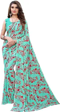 Stylish Georgette Printed Saree With Blouse Piece ( Pack Of 2 )-thumb1