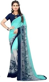 Stylish Georgette Printed Saree With Blouse Piece ( Pack Of 2 )-thumb2