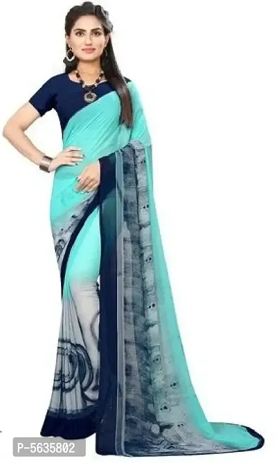 Stylish Georgette Printed Saree With Blouse Piece ( Pack Of 2 )-thumb3
