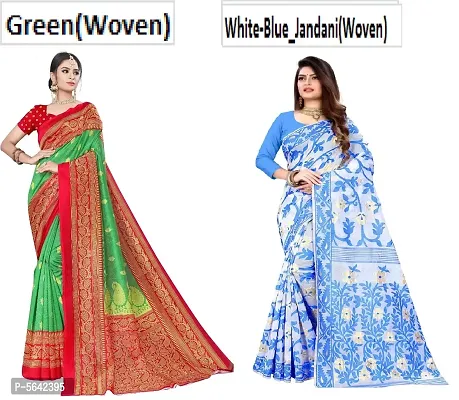 Fancy Women's Jamdani Saree with Blouse Piece (Pack Of 2)-thumb0