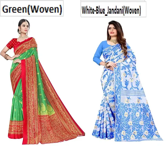 Fancy Women's Jamdani Saree with Blouse Piece (Pack Of 2)