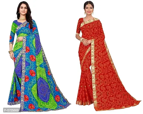 Women's Multicoloured Georgette Printed Saree with Blouse piece