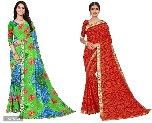 Women's Multicoloured Georgette Printed Saree with Blouse piece-thumb0