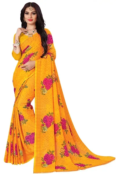 Fancy Women's Georgette Fancy Sarees with Blouse piece