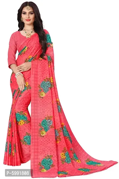 Fancy Women's Georgette Fancy Printed Sarees with Blouse piece-thumb0