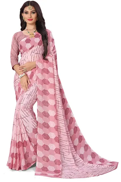 Georgette Fancy Printed Sarees with Blouse piece