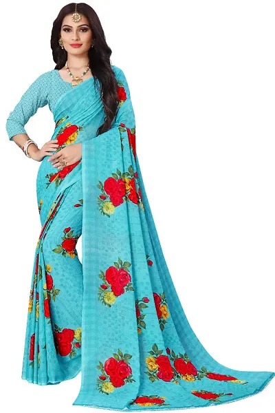 Fancy Women's Georgette Fancy Sarees with Blouse piece