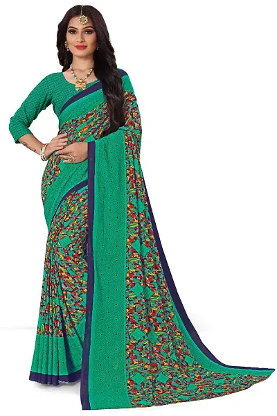 Georgette Fancy Printed Sarees with Blouse piece