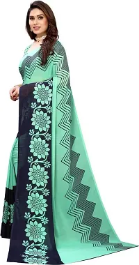 Stylish Georgette Green Printed Saree with Blouse piece For Women-thumb2