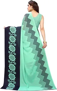 Stylish Georgette Green Printed Saree with Blouse piece For Women-thumb1