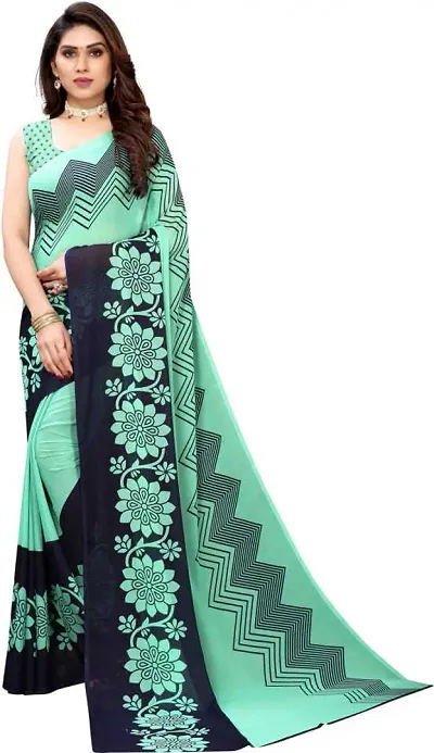 Georgette Fancy Printed Sarees with Blouse piece