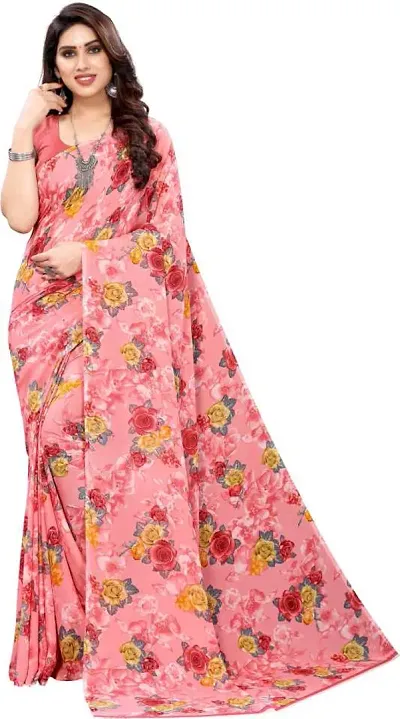 Georgette Fancy Printed Sarees with Blouse piece