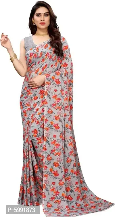 Fancy Women's Georgette Fancy Printed Sarees with Blouse piece-thumb0