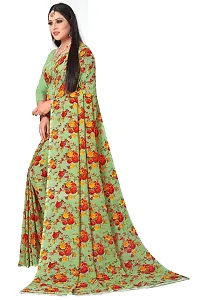 Stylish Green Georgette Printed Women Saree with Blouse piece-thumb2