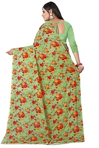 Stylish Green Georgette Printed Women Saree with Blouse piece-thumb1