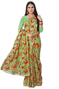 Stylish Green Georgette Printed Women Saree with Blouse piece-thumb3