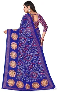 Stylish Blue Georgette Printed Women Saree with Blouse piece-thumb1