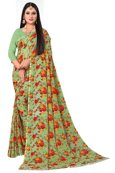 MAVIE Elegant Comfort Blend Traditional Cottan Flower Regular Saree, Light