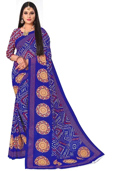 Stylish Georgette Printed Women Saree with Blouse piece