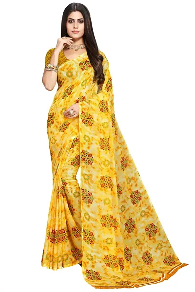 Fancy Georgette Printed Sarees With Blouse Piece