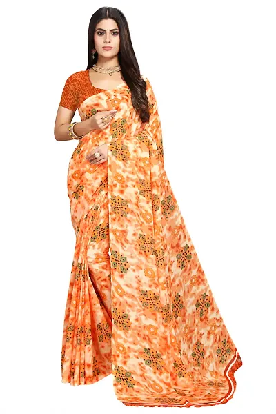 Fancy Georgette Printed Sarees With Blouse Piece