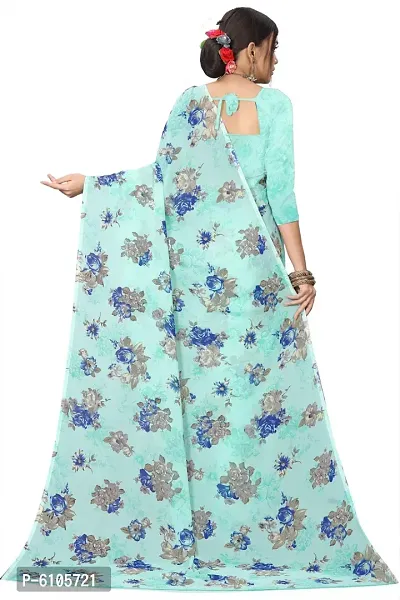 Stylish Blue Georgette Printed Saree with Blouse piece For Women-thumb3