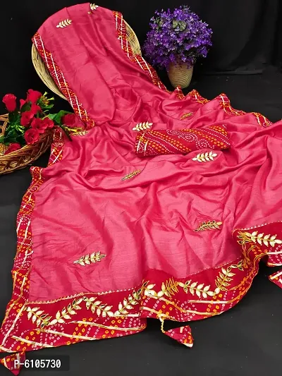 Stylish Pink Kota Doria Silk Printed Saree with Blouse piece For Women