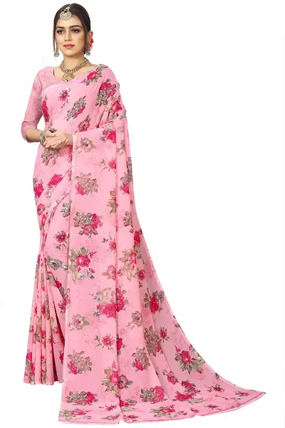 Stylish Georgette Women Saree with Blouse piece