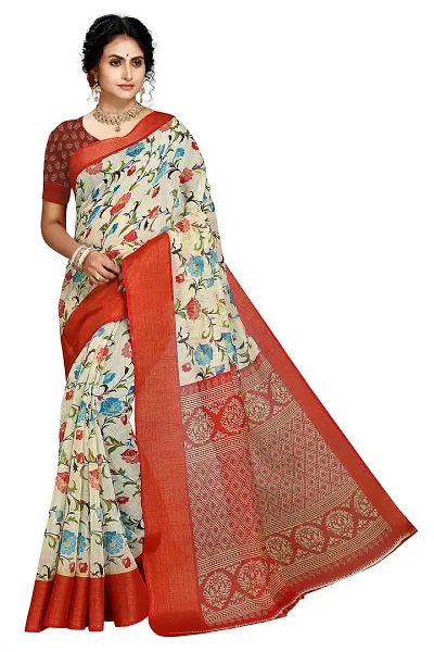 Stylish Linen Saree With Blouse Piece For Women