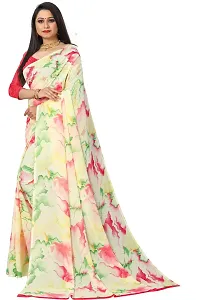 Stylish Georgette Peach Printed Saree With Blouse Piece For  Women-thumb2