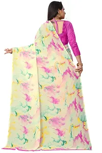 Stylish Georgette Pink Printed Saree With Blouse Piece For  Women-thumb1