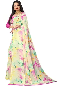 Stylish Georgette Pink Printed Saree With Blouse Piece For  Women-thumb2