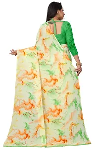 Stylish Georgette Green Printed Saree With Blouse Piece For  Women-thumb1