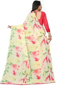 Stylish Georgette Peach Printed Saree With Blouse Piece For  Women-thumb1