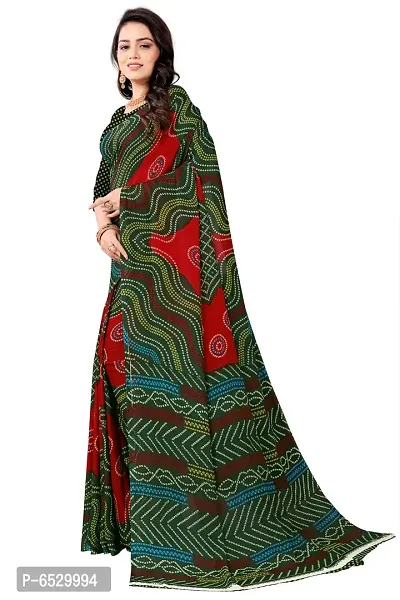 Stylish Georgette Green Printed Saree With Blouse Piece For  Women-thumb3