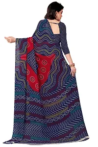 Stylish Georgette Navy Blue Printed Saree With Blouse Piece For  Women-thumb1