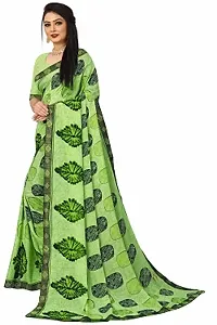 Stylish Georgette Green Printed Saree with Blouse piece For Women-thumb2