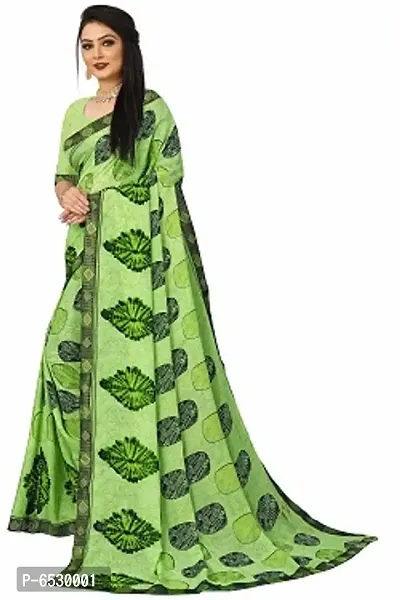 Stylish Georgette Green Printed Saree With Blouse Piece For  Women-thumb3