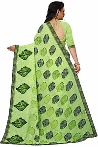 Stylish Georgette Green Printed Saree with Blouse piece For Women-thumb1