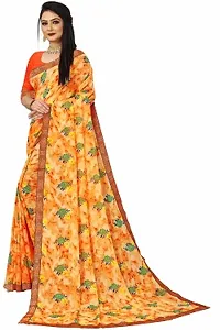 Stylish Georgette Orange Printed Saree With Blouse Piece For  Women-thumb2